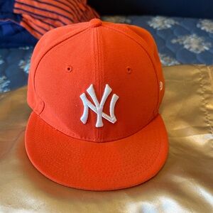Orange New York Yankees Cap - White NY Logo
